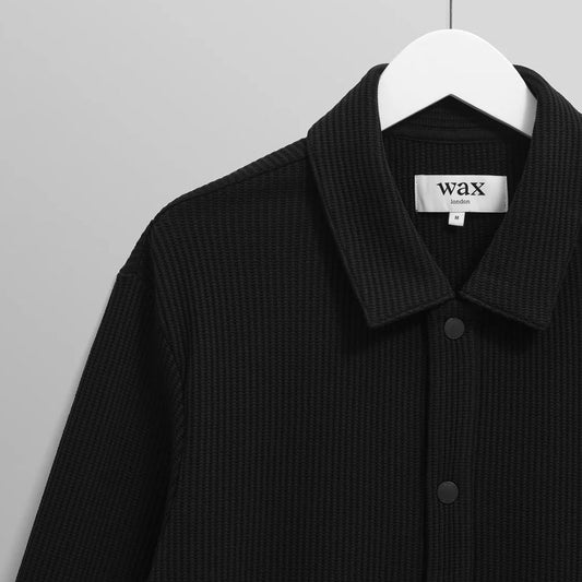 Wax London Hays Rigid Waffle Black Overshirt