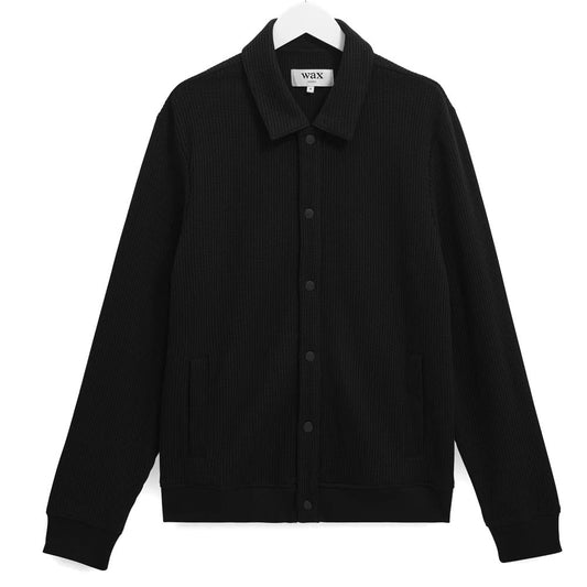 Wax London Hays Rigid Waffle Black Overshirt