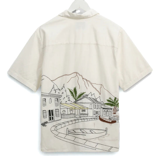 Wax London Didcot Holiday Embroidered SS Ecru Shirt