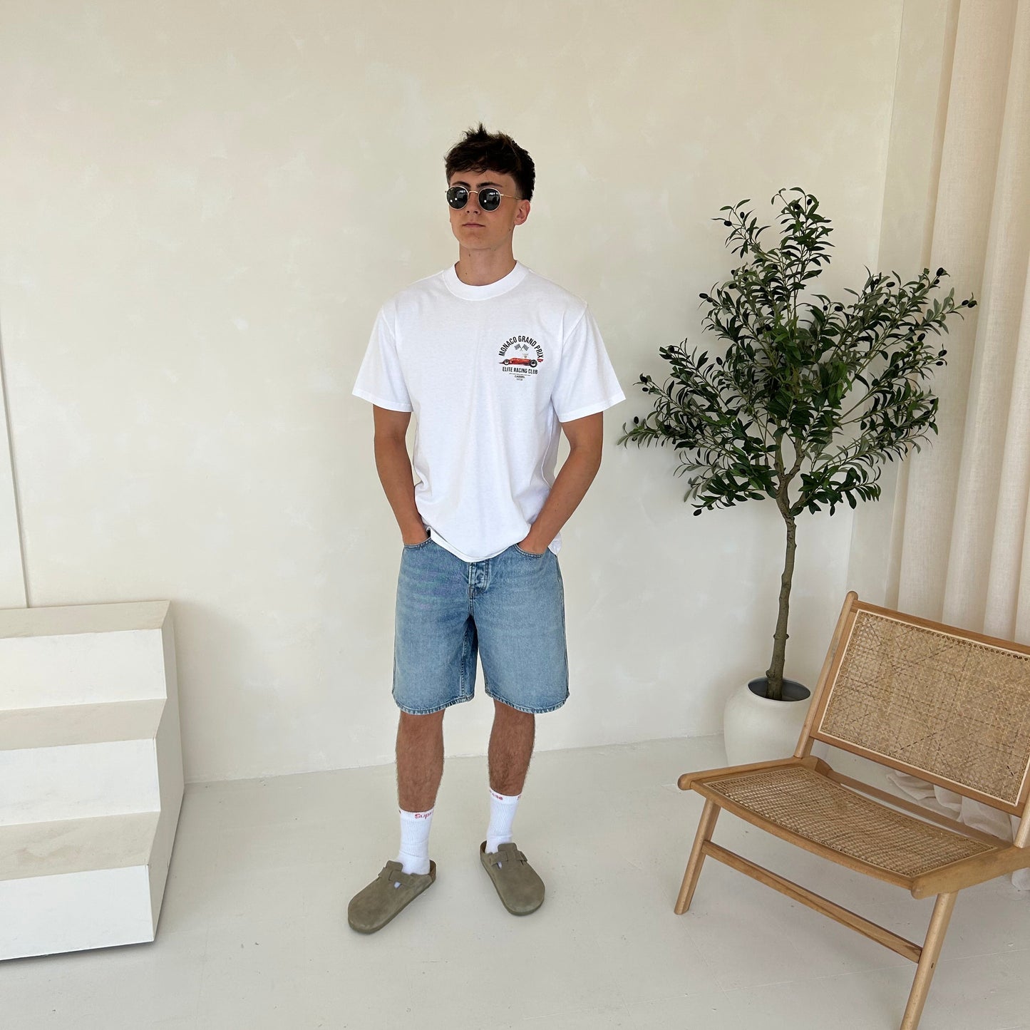 Cassiel Clo Monaca Grand Prix Faded White Tee