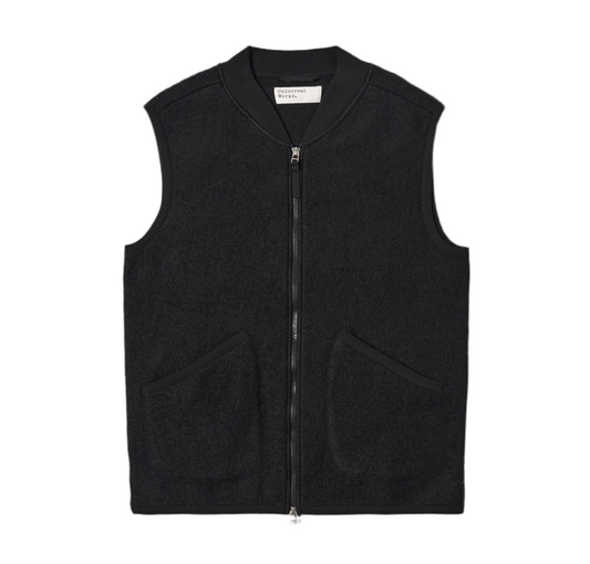 Universal Works Wool Fleece Black Waist Coat