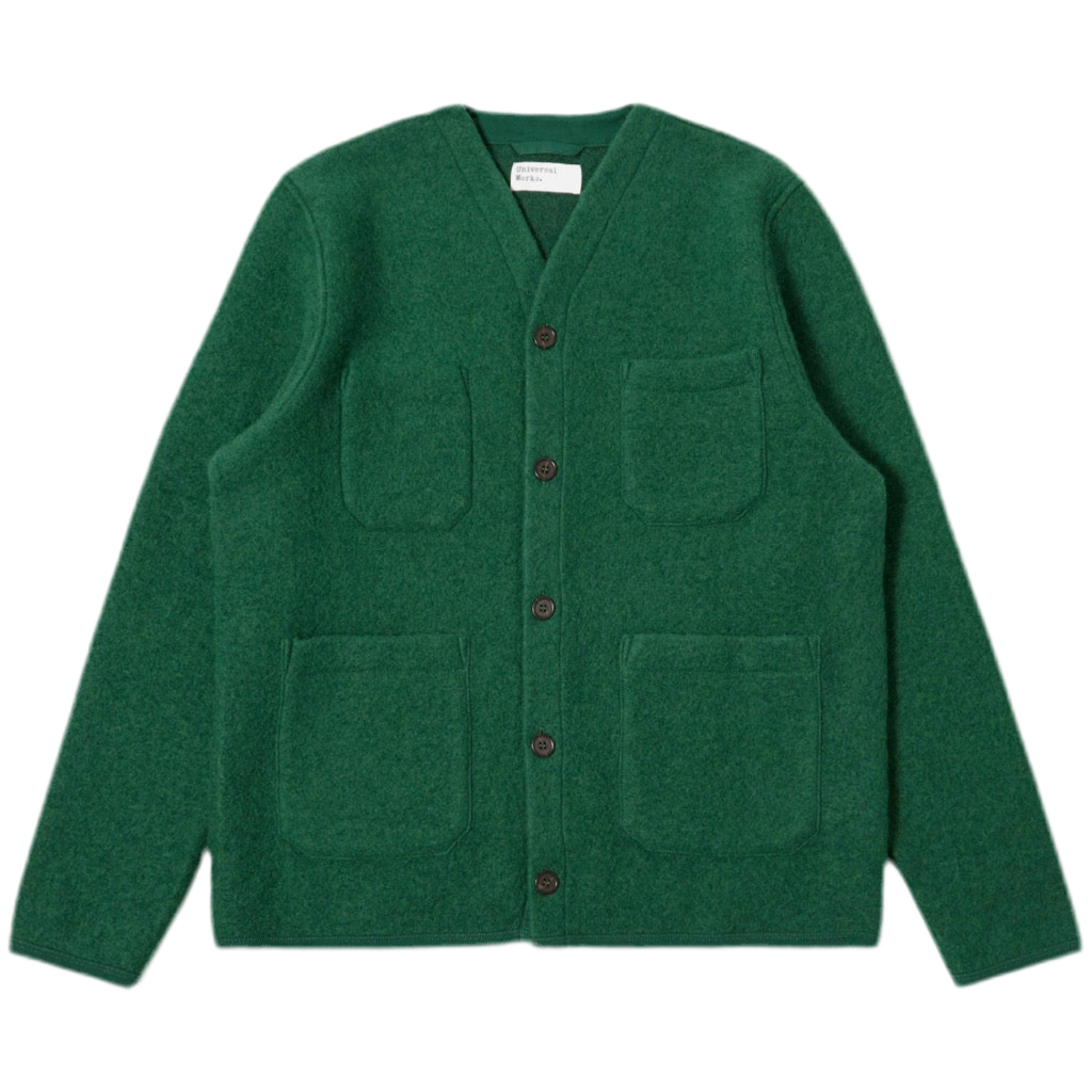 Universal Works Wool Fleece Green Cardigan