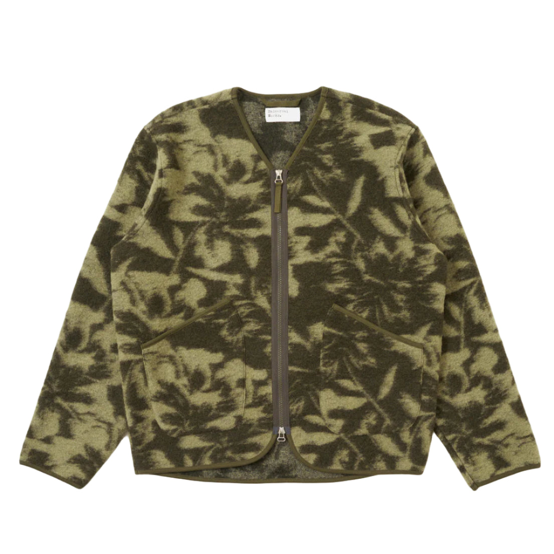 Universal Works Zip Liner Studio Wool Fleece Green Cardigan