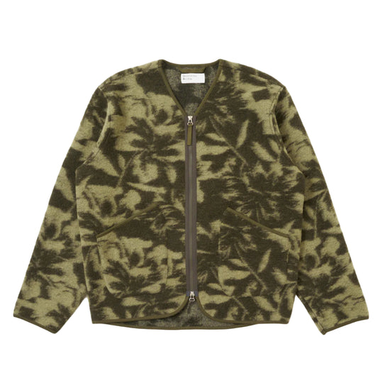 Universal Works Zip Liner Studio Wool Fleece Green Cardigan