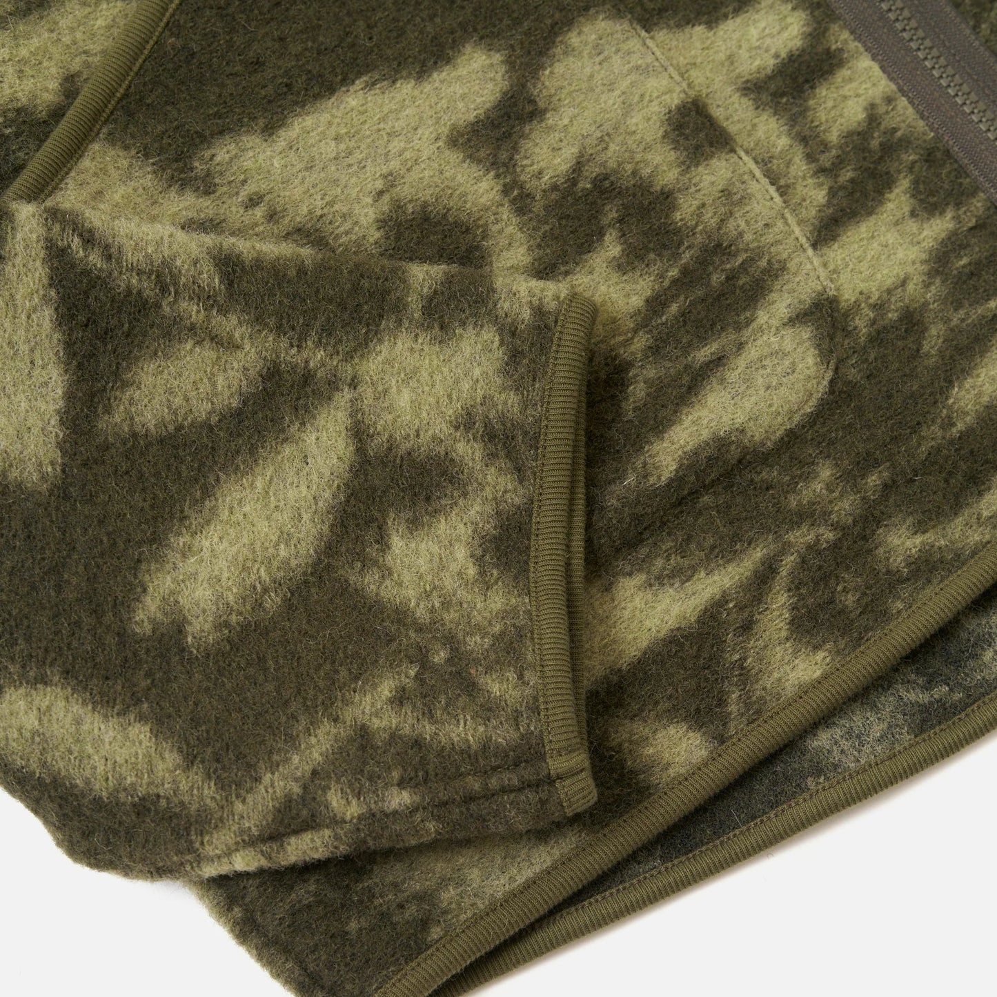 Universal Works Zip Liner Studio Wool Fleece Green Cardigan