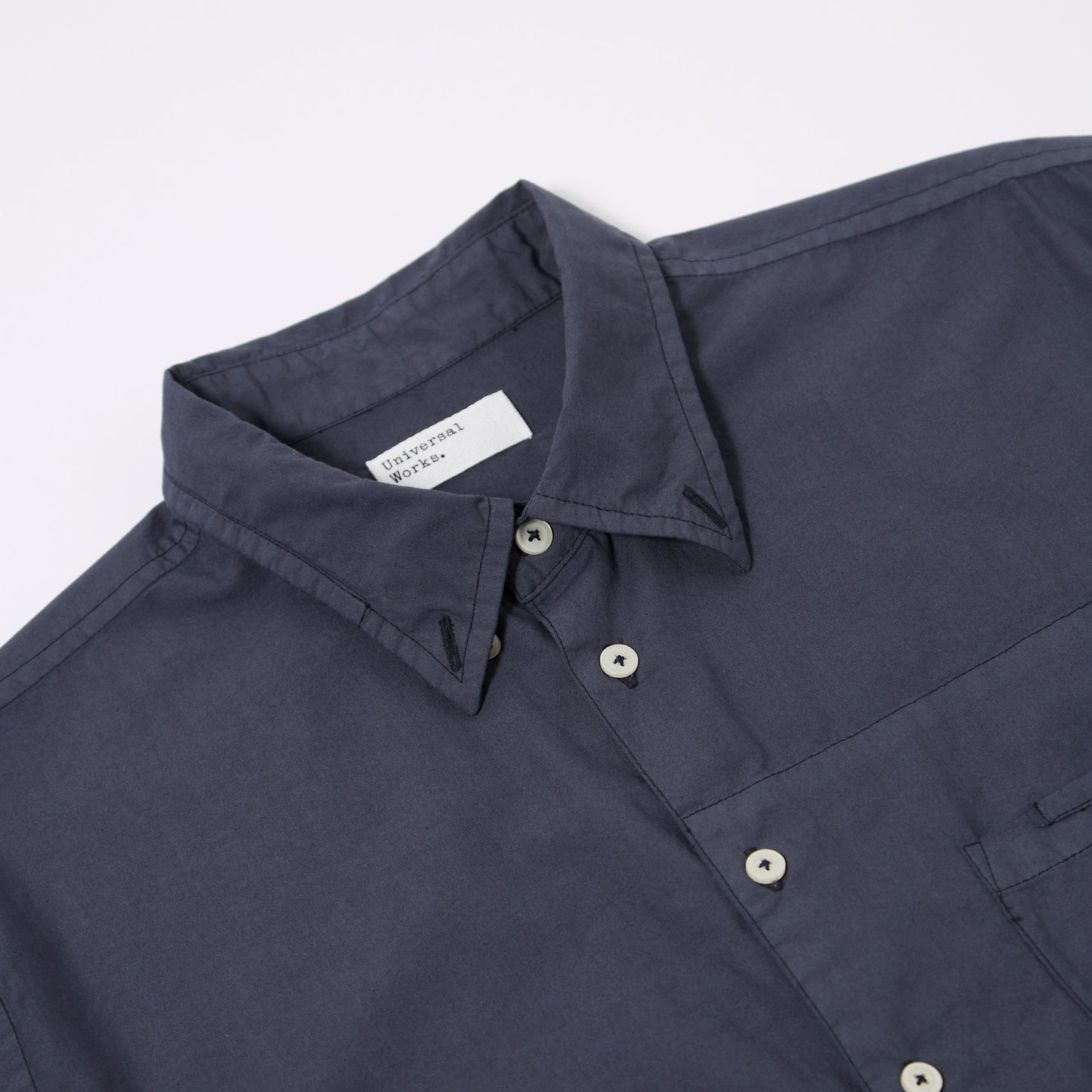 Universal Works Patched Lazy Navy Poplin Shirt