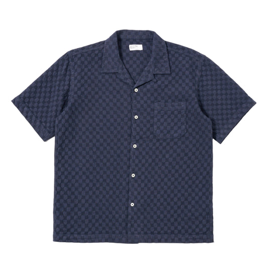 Universal Works Dot Waffle Road Navy Shirt
