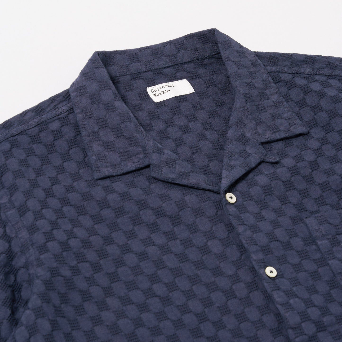 Universal Works Dot Waffle Road Navy Shirt