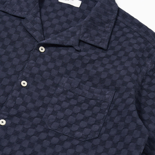 Universal Works Dot Waffle Road Navy Shirt