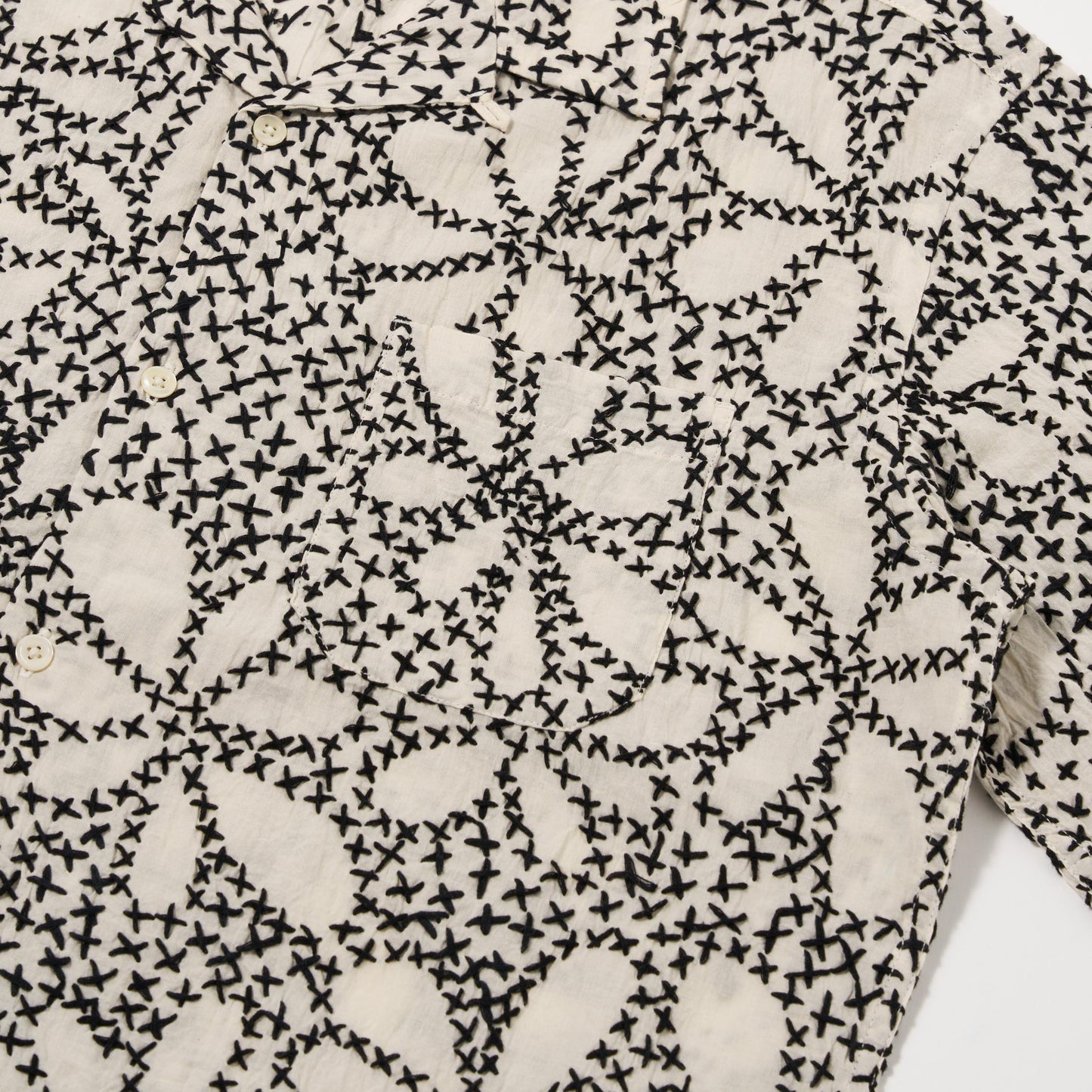 Universal Works Kantha Flower Ecru Road S/S Shirt