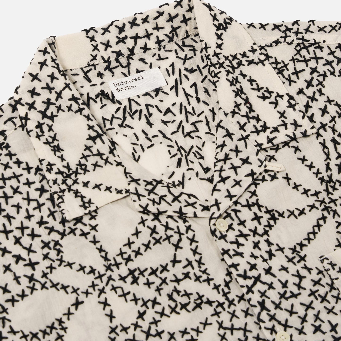 Universal Works Kantha Flower Ecru Road S/S Shirt