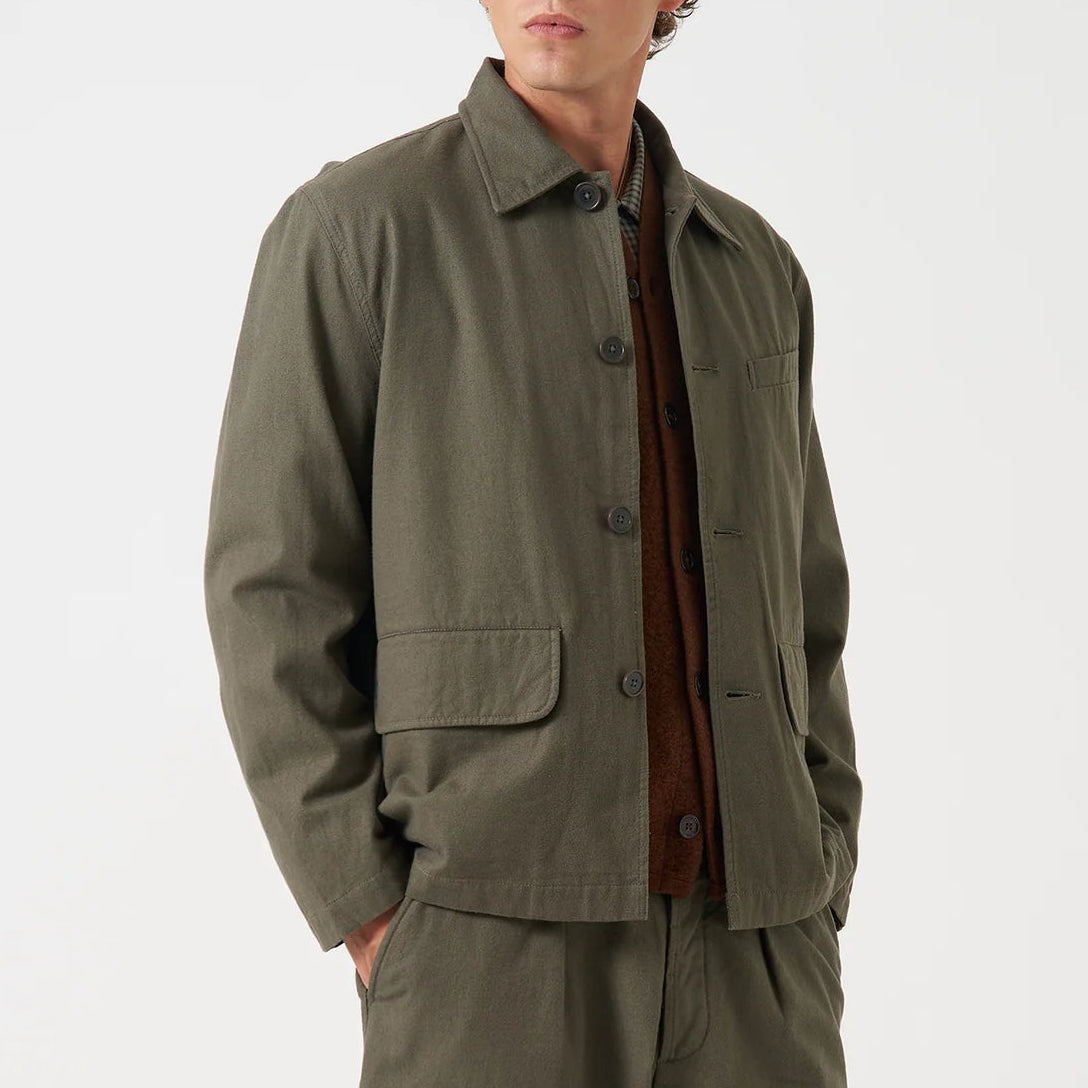 Universal Works Brushed Moleskin Olive Franck Jacket