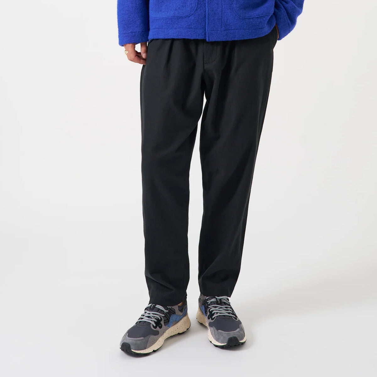 Universal Works Pleated Track Pant Brushed Moleskin Black Trouser