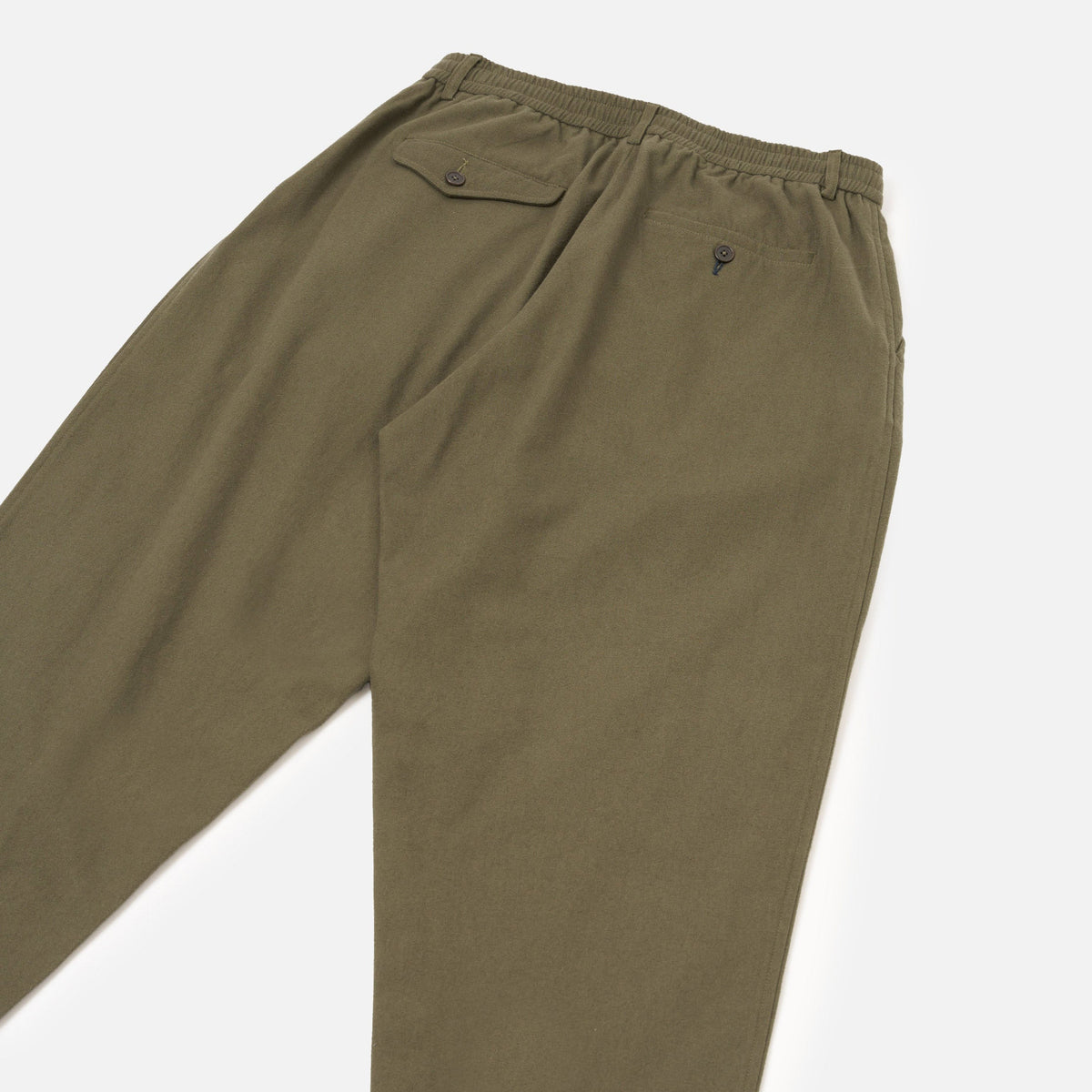 Universal Works Pleated Track Pant Brushed Moleskin Olive Trouser