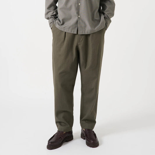 Universal Works Pleated Track Pant Brushed Moleskin Olive Trouser