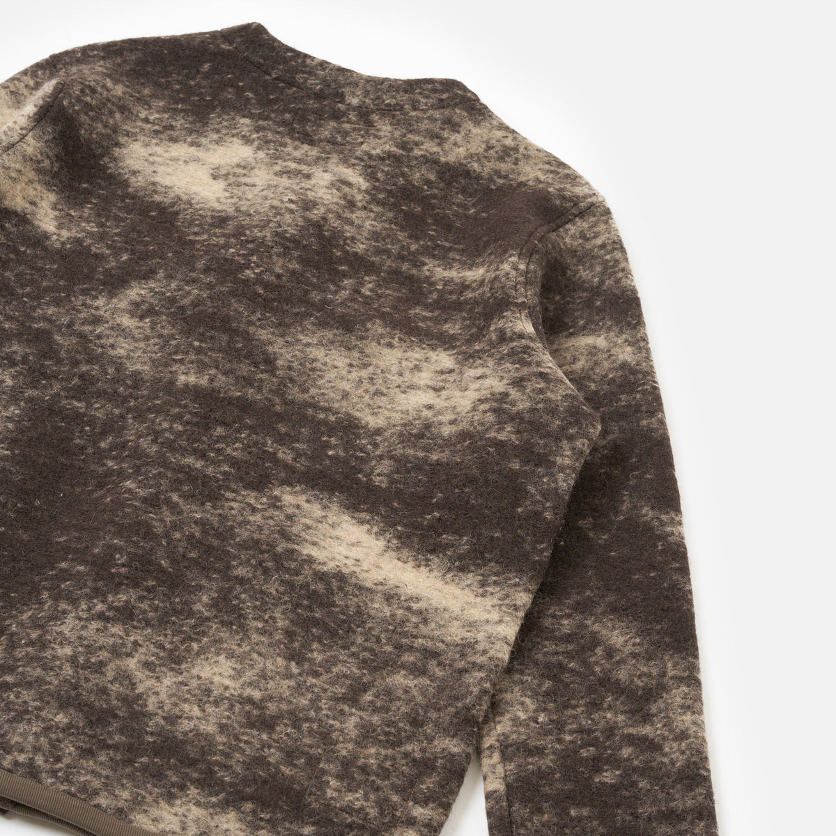 Universal Works Cloud Camo Wool Fleece Brown Cardigan