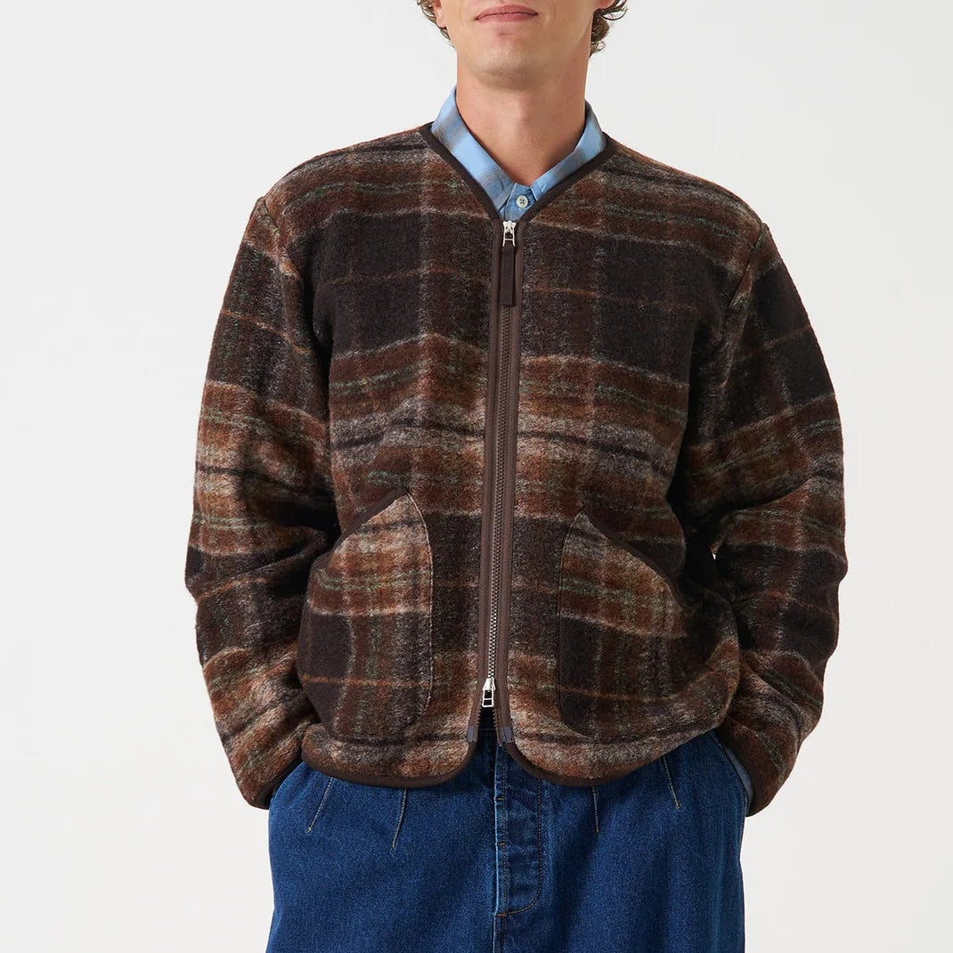 Universal Works Pino Wool Fleece Brown Military Liner Jacket