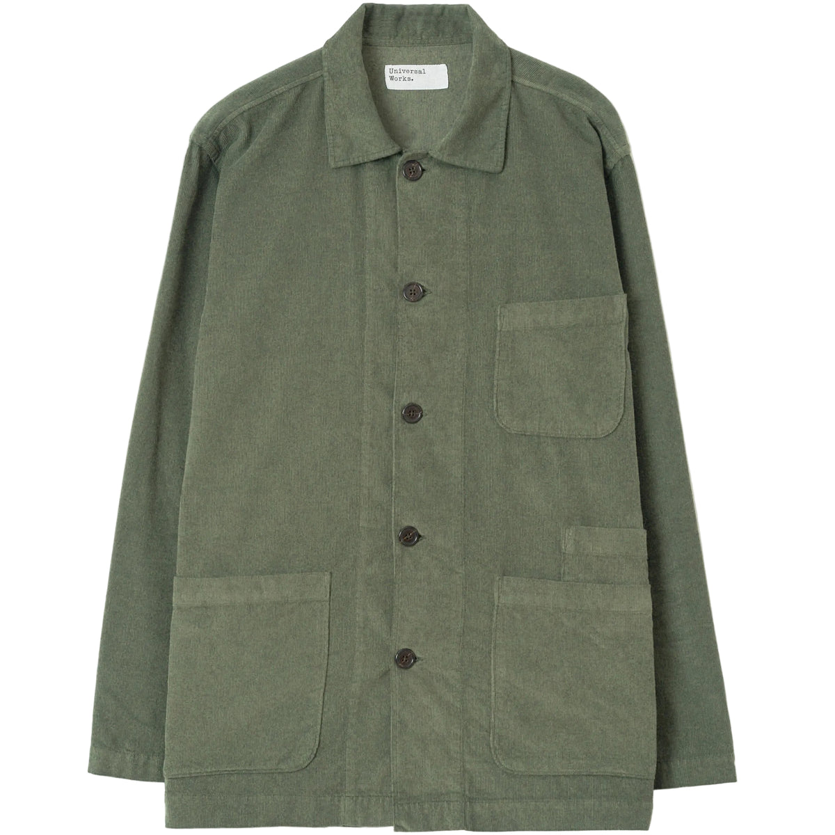 Universal Works Fine Cord Bakers Olive Overshirt