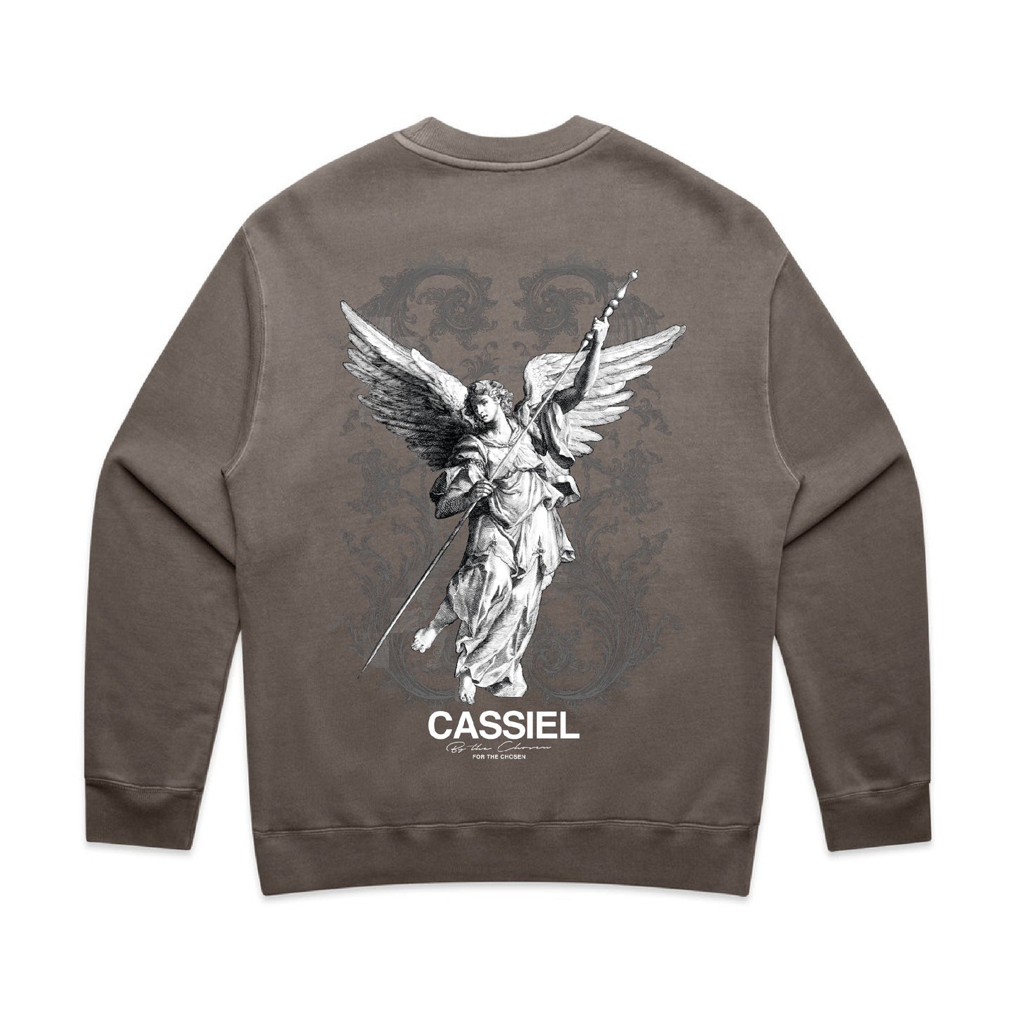 Cassiel Fleur De Lis Angel Faded Grey Sweatshirt