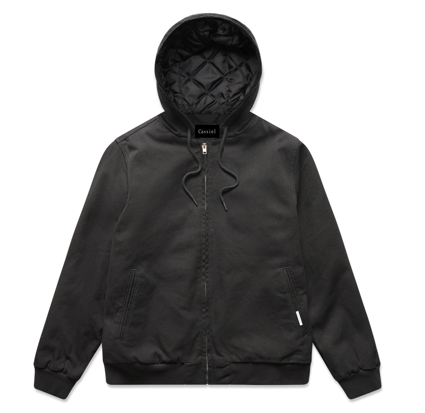 Cassiel Canvas Zip Hooded Black Jacket