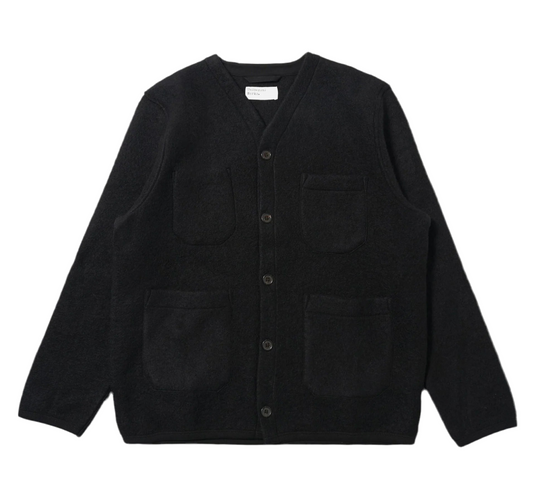 Universal Works Wool Fleece Black Cardigan