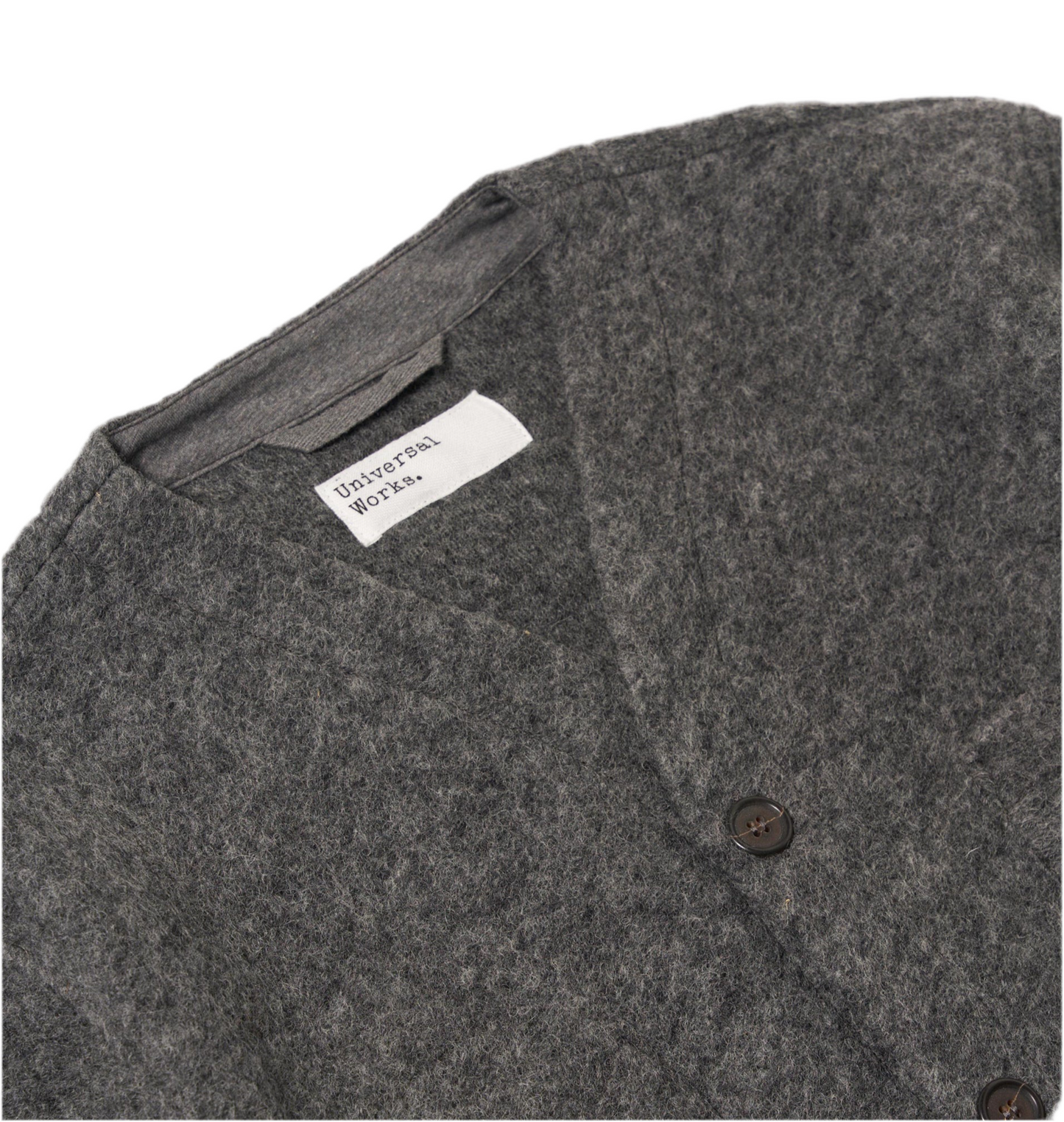 Universal Works Wool Fleece Marl Grey Cardigan