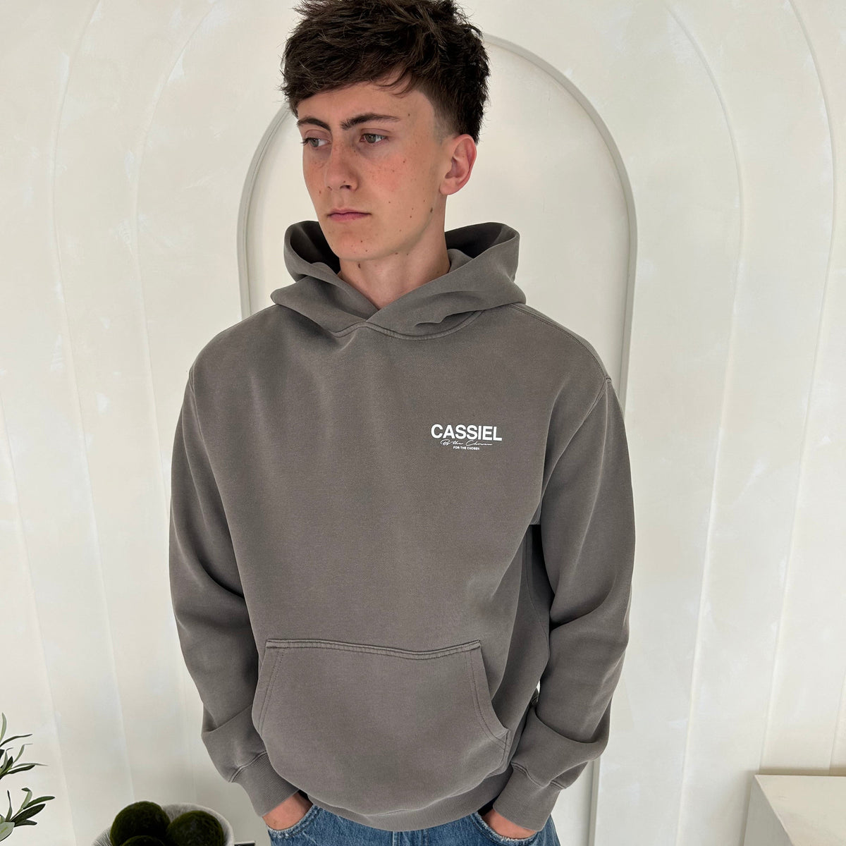 Cassiel Clo For The Chosen Faded Grey Hoodie Sweatshirt