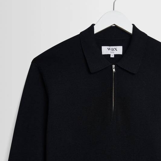 Wax London Maley L/S Zip Polo Black Knit