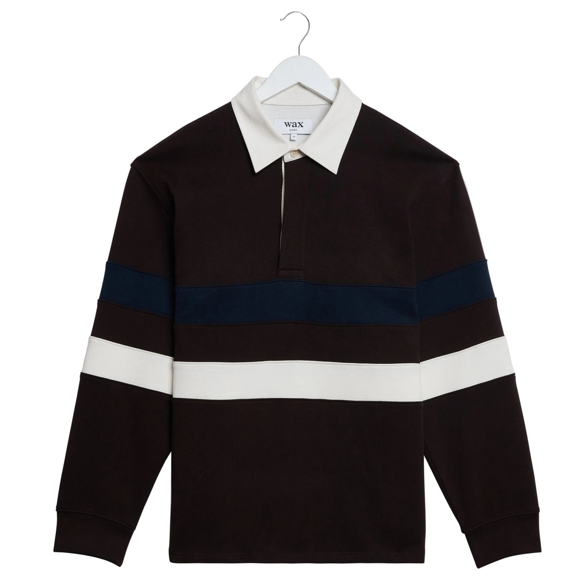 Wax London Rowhill Brown Navy Rugby Shirt