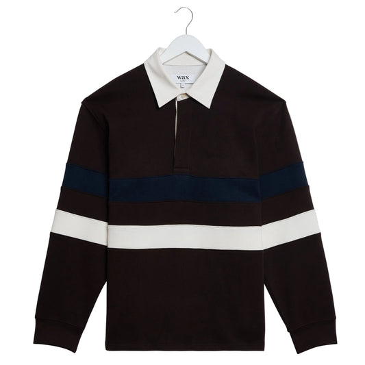 Wax London Rowhill Brown Navy Rugby Shirt