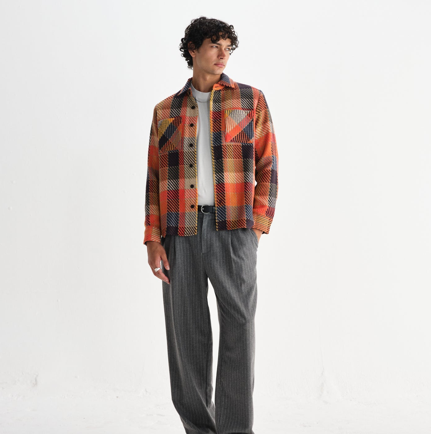Wax London Whiting Pike Check Orange Overshirt