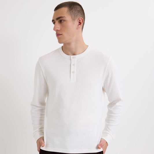 Wax London Caleb Henley L/S Ecru Top