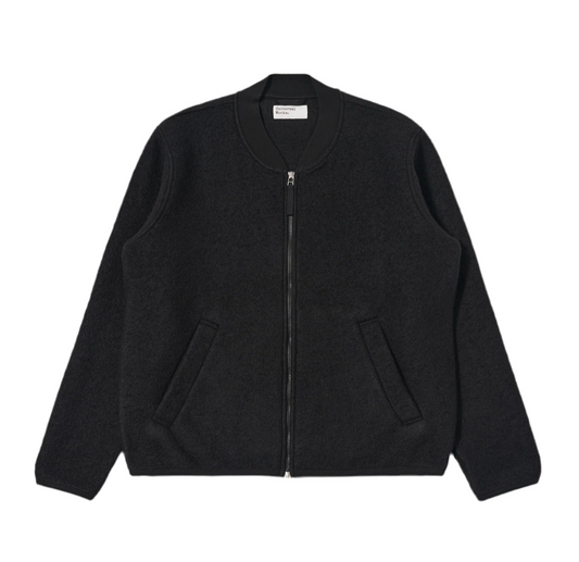 Universal Works Wool Fleece Black Zip Bomber