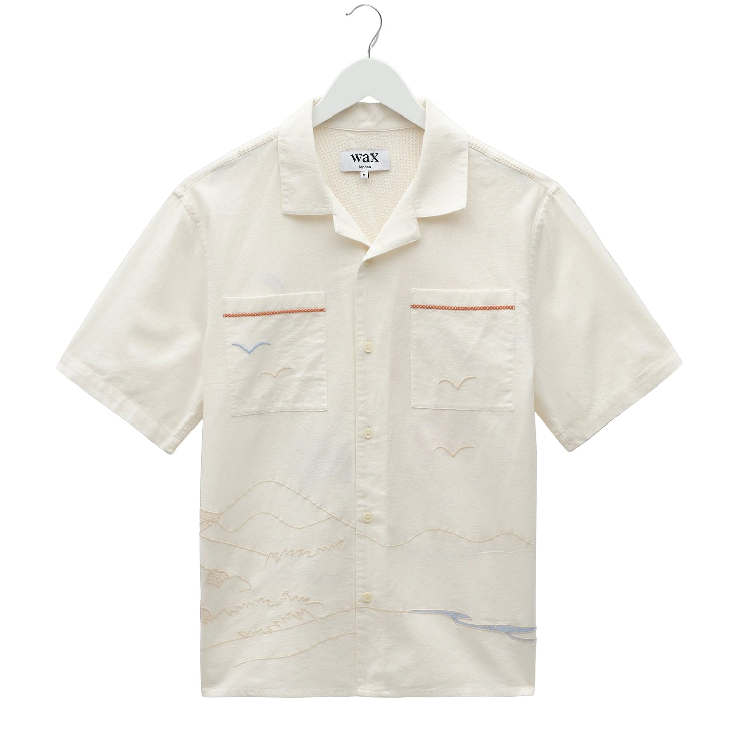 Wax London Didcot Summer Embroidered SS Ecru Shirt