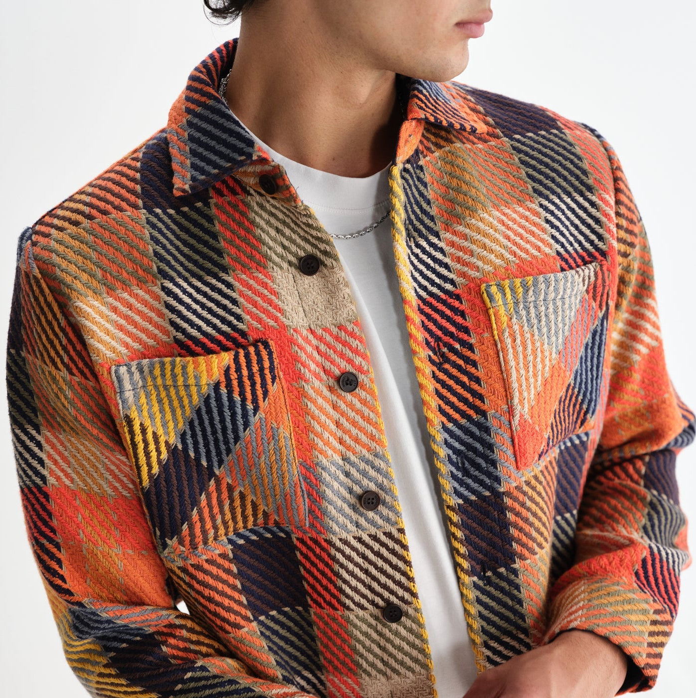 Wax London Whiting Pike Check Orange Overshirt