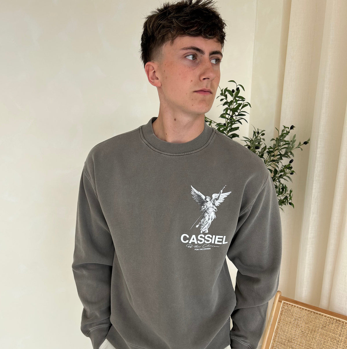 Cassiel Clo Fleur De Lis Angel Faded Grey Sweatshirt