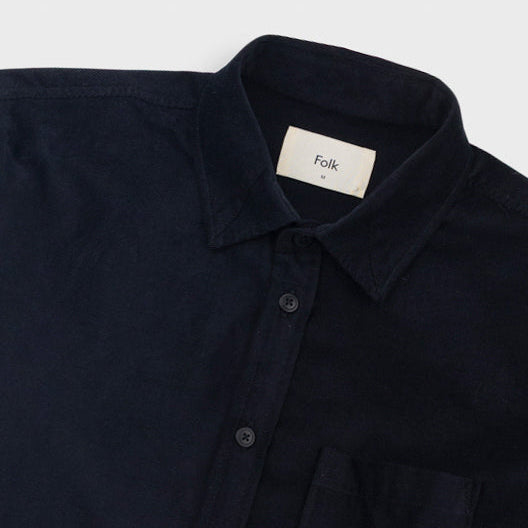 Folk Directional Baby Cord Black Shirt