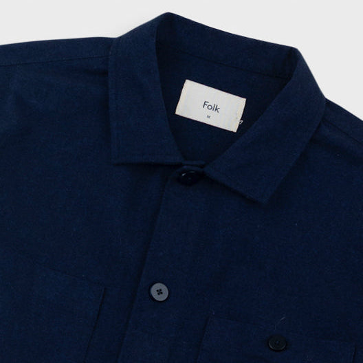 Folk Lightweight Moleskin Navy Patch Shirt