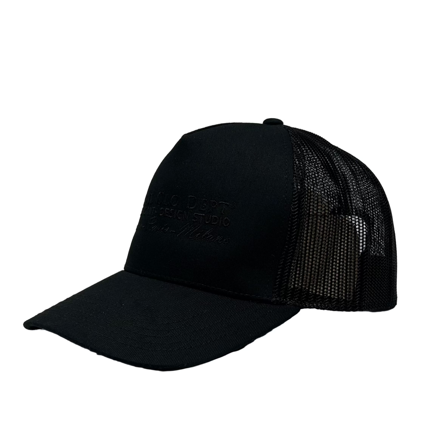 Cassiel Dept Embroidered Black Trucker Cap