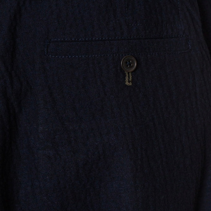 Universal Works Pleated Track Ospina Cotton Navy Trouser