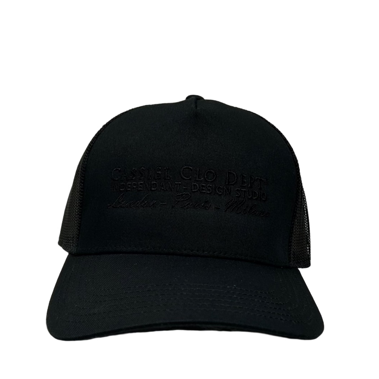 Cassiel Dept Embroidered Black Trucker Cap