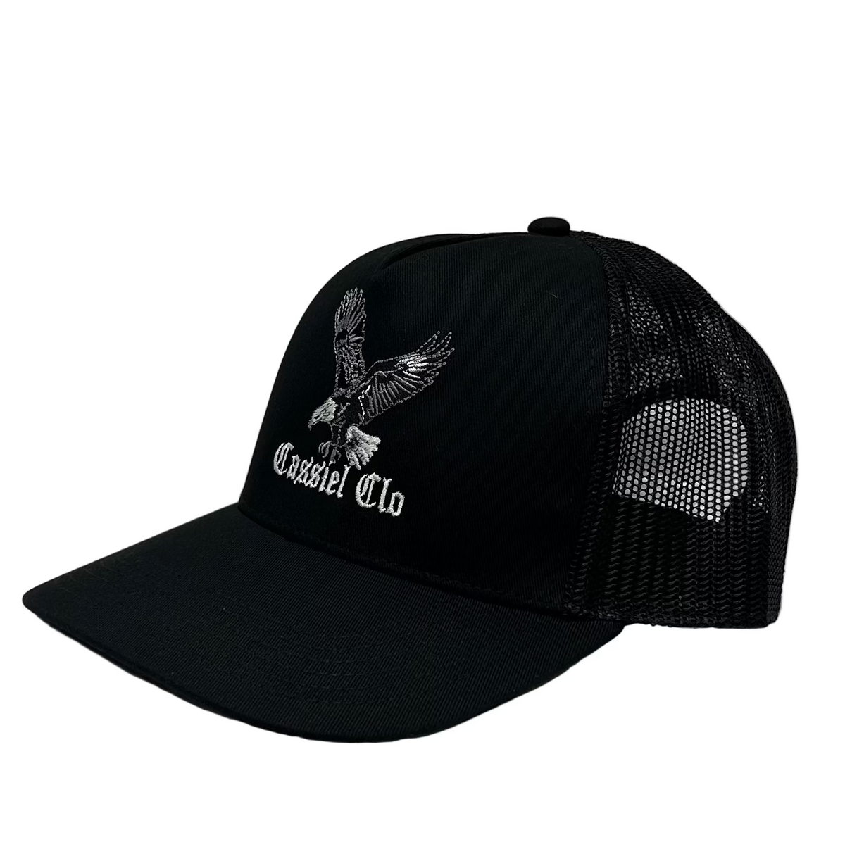 Cassiel Clo Eagle Embroidered Black Trucker Cap