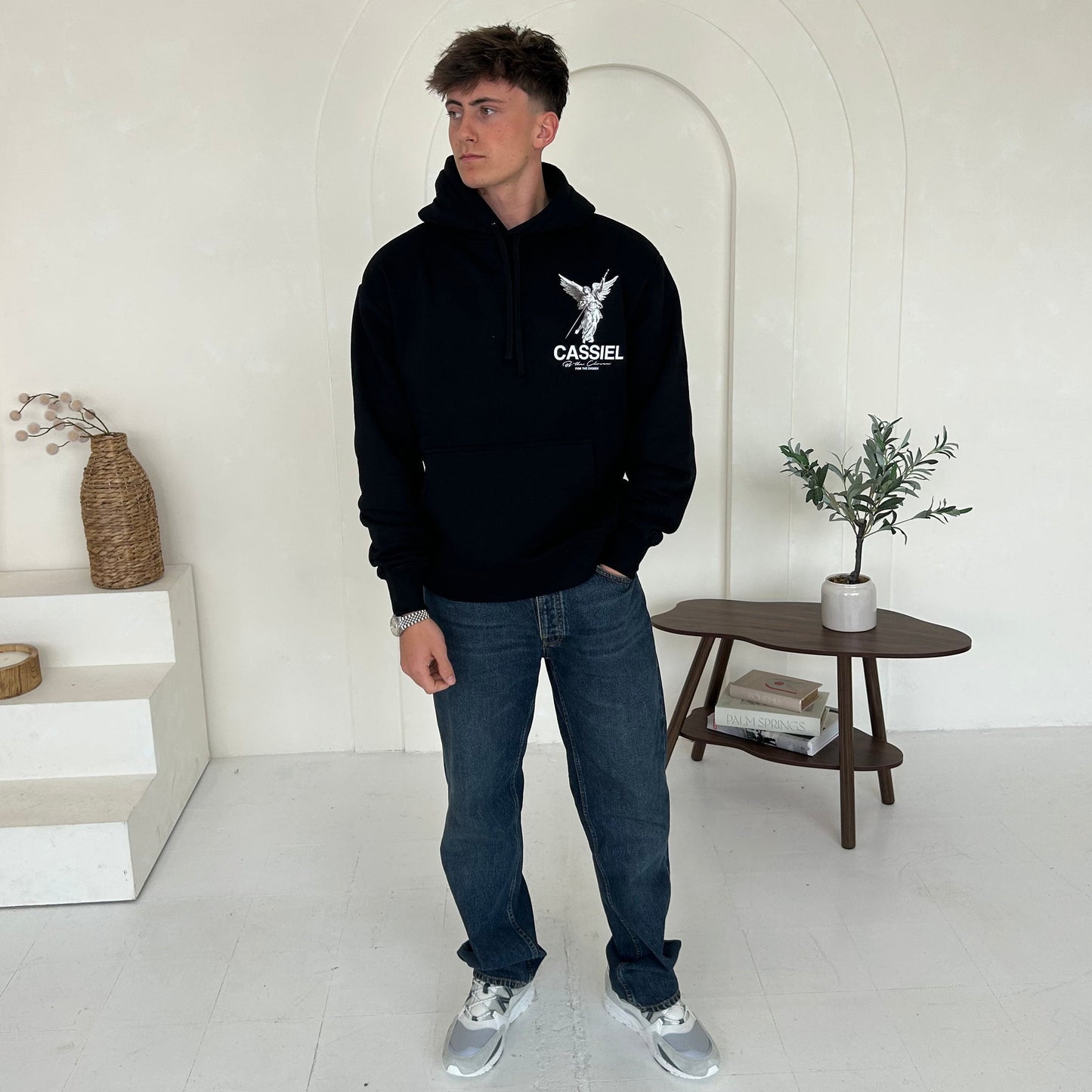 Cassiel Clo Fleur De Lis Angel Black Heavyweight Hoodie Sweatshirt