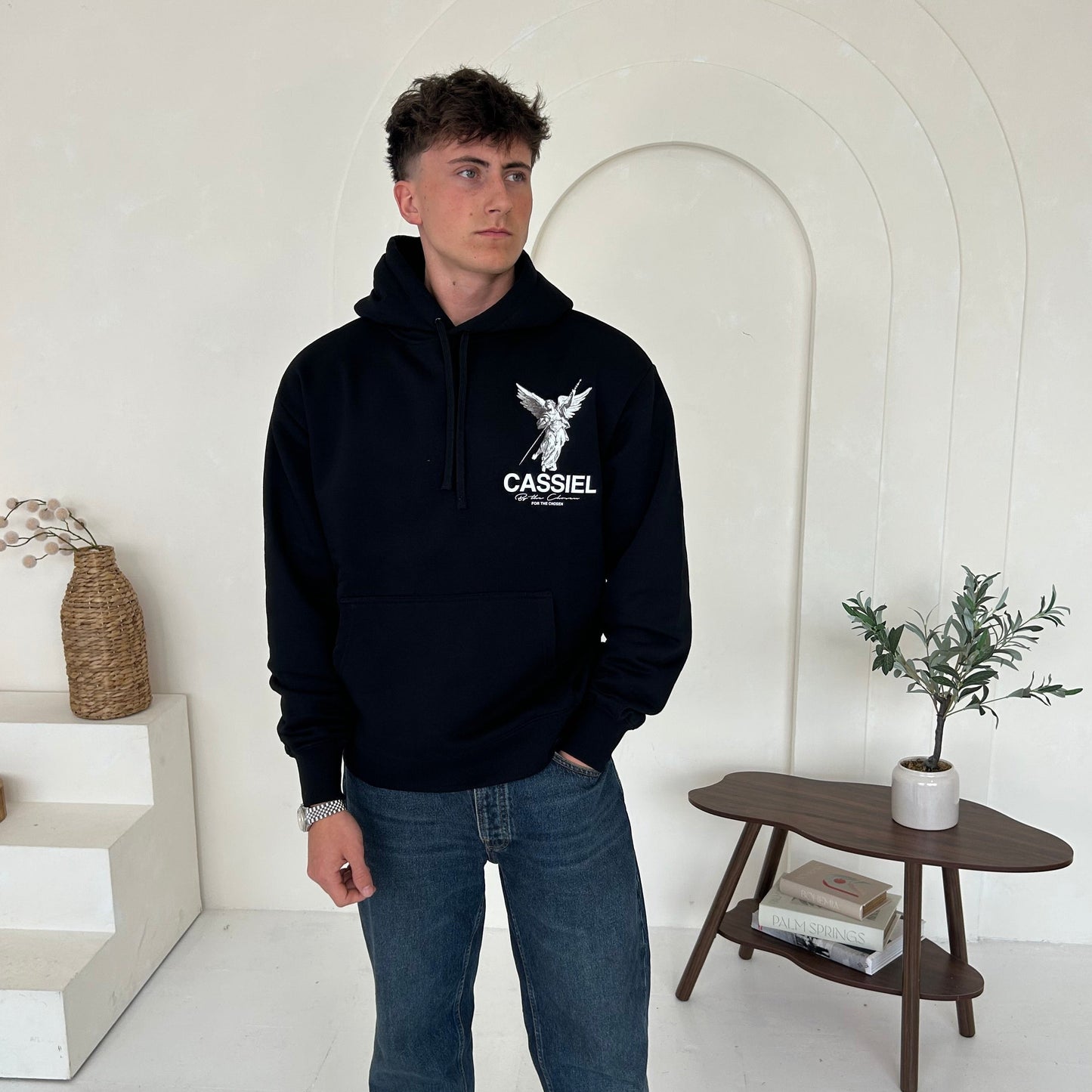 Cassiel Clo Fleur De Lis Angel Black Heavyweight Hoodie Sweatshirt
