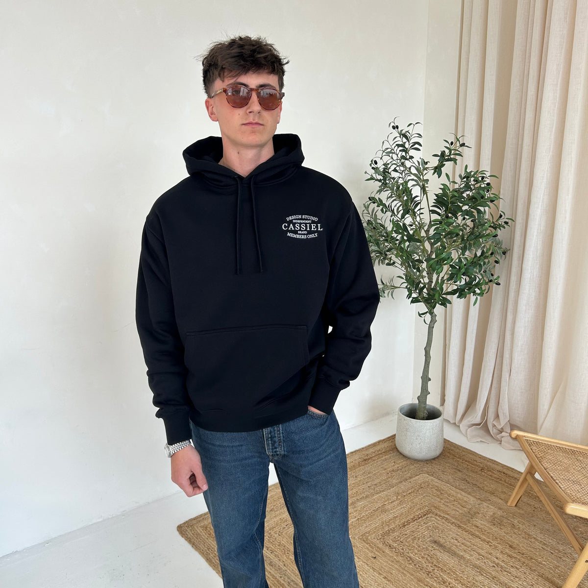 Cassiel Clo Brand Black Heavyweight Hoodie Sweatshirt