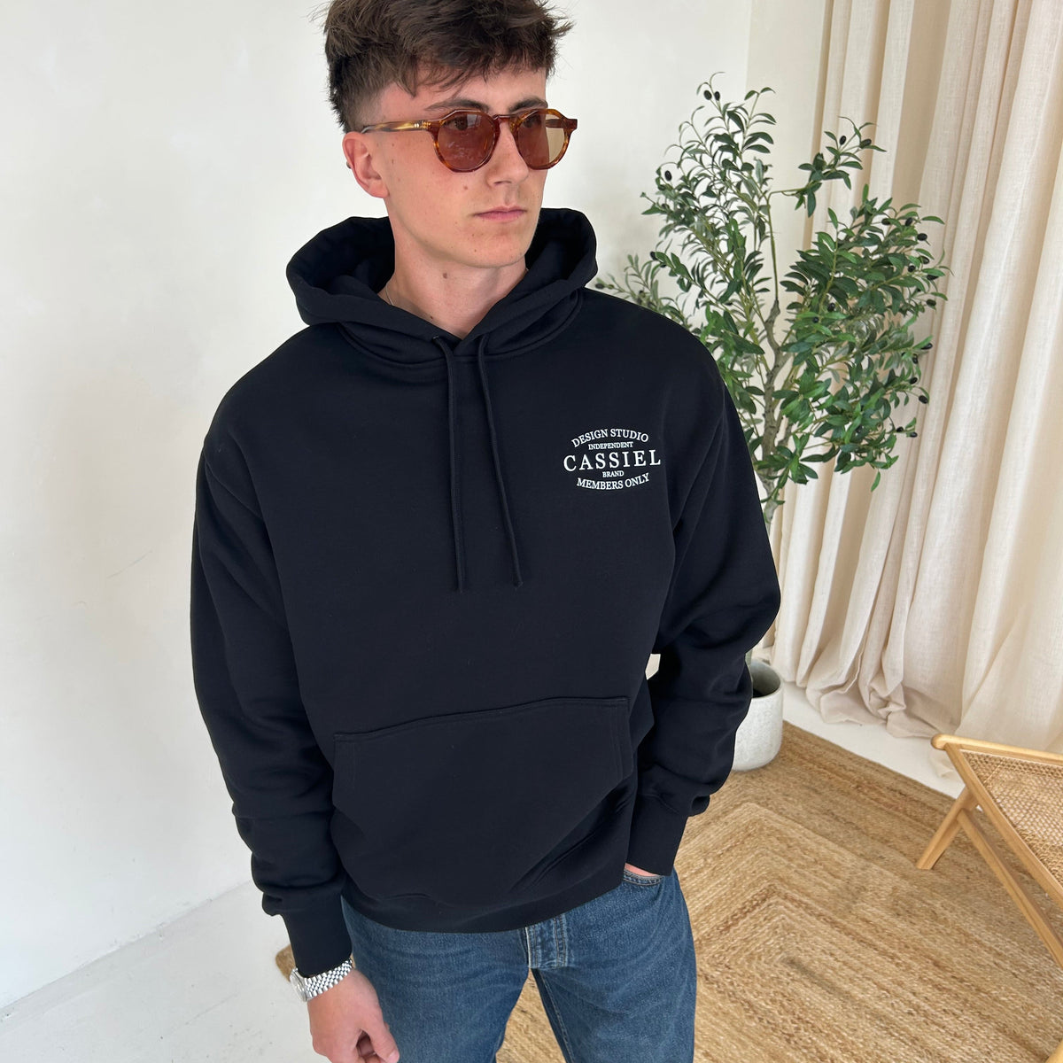 Cassiel Clo Brand Black Heavyweight Hoodie Sweatshirt