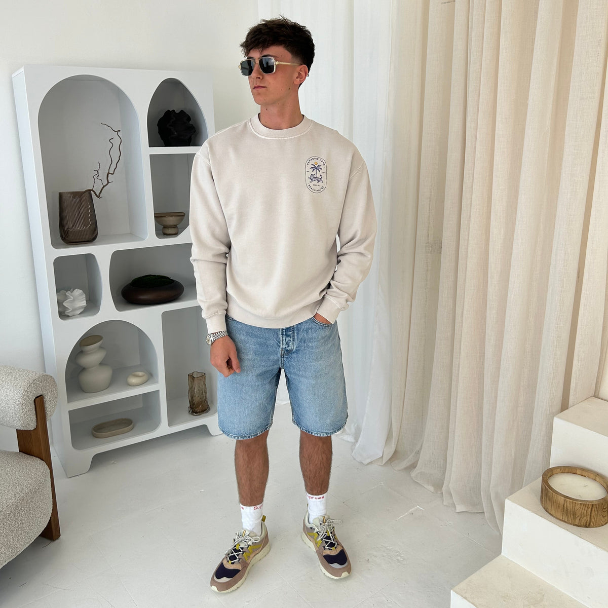 Cassiel Clo Paradise Cove Bone Sweatshirt