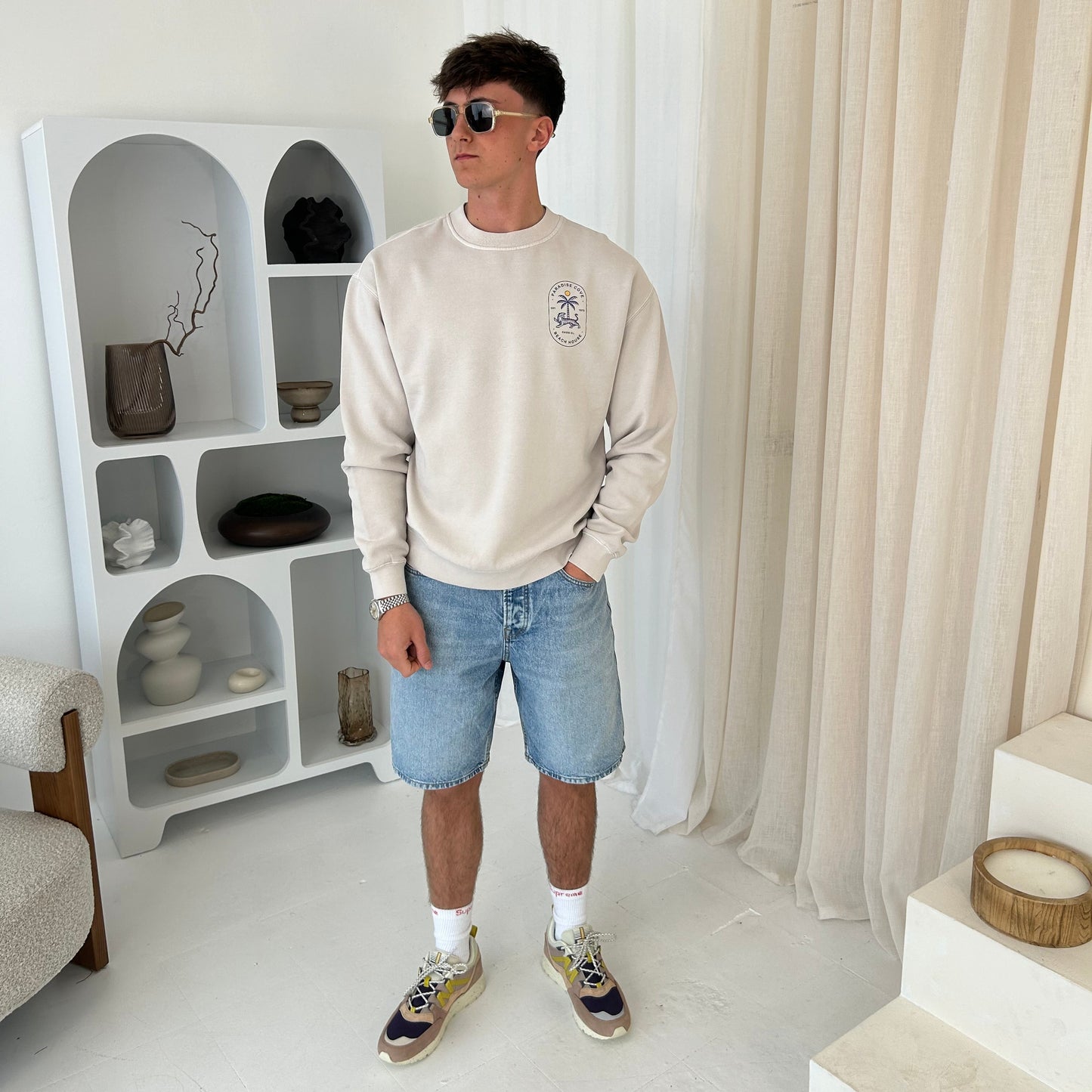 Cassiel Clo Paradise Cove Bone Sweatshirt