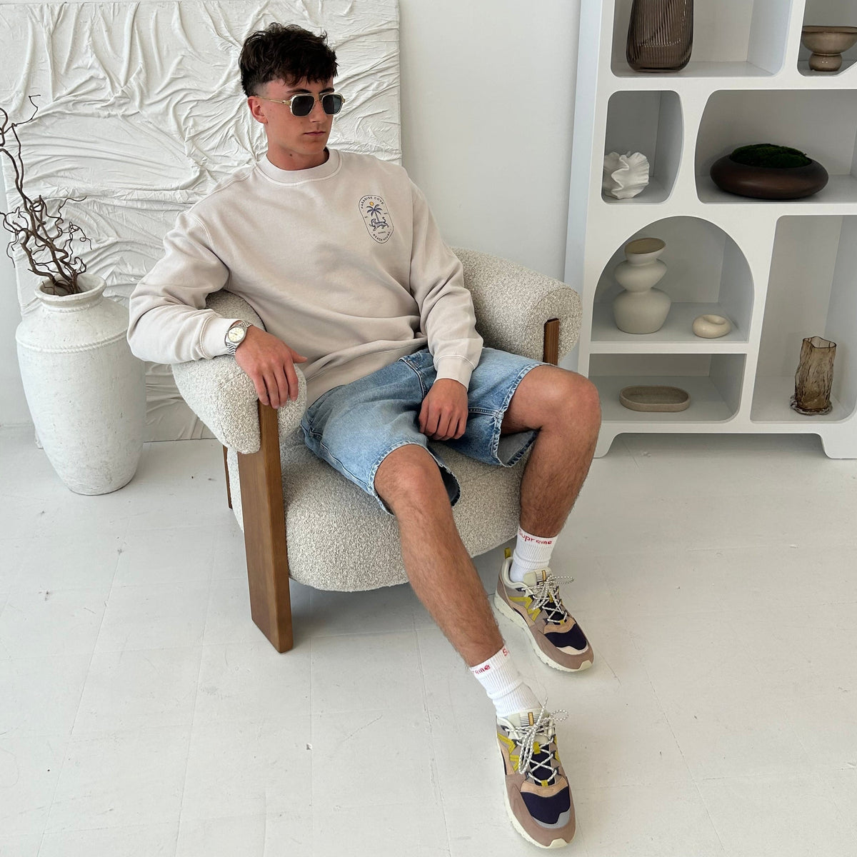 Cassiel Clo Paradise Cove Bone Sweatshirt