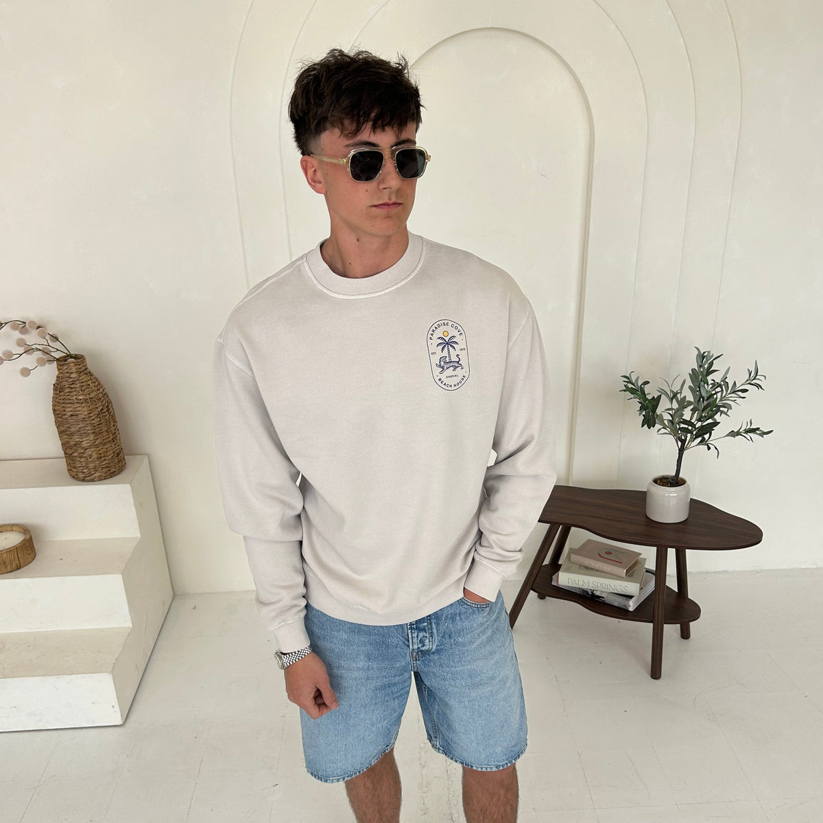 Cassiel Clo Paradise Cove Bone Sweatshirt